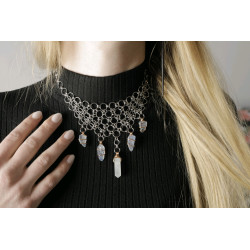 ChainMail Kette mit Aquamarin in Kupferdraht