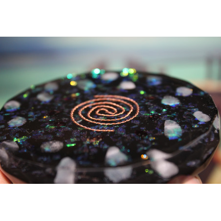Orgonit Ladeuntersetzer mit Sternentor und Galaxiespirale