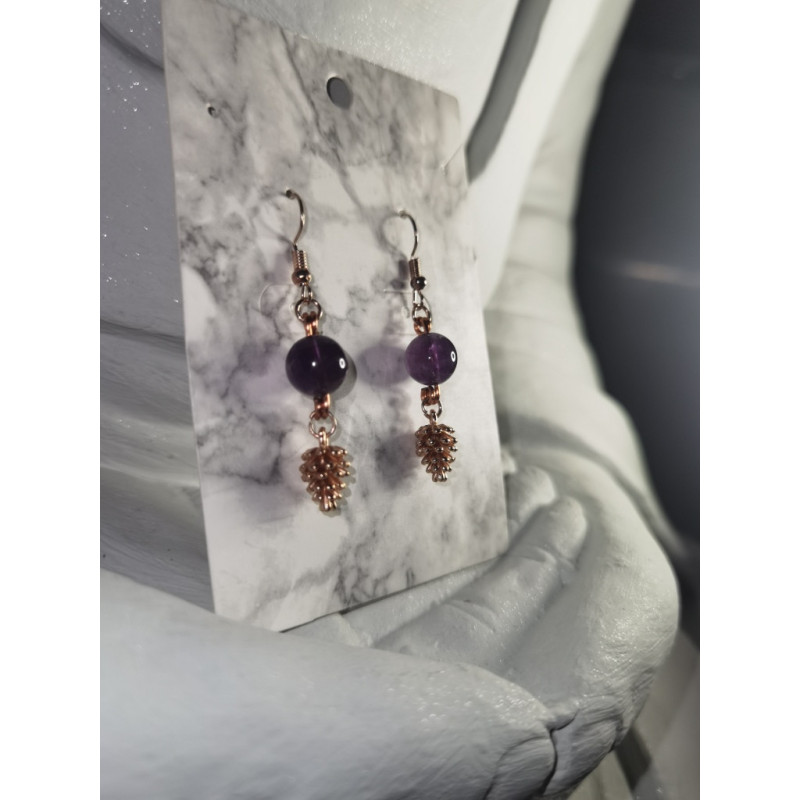 Ohrringe mit Amethyst und Zirbe