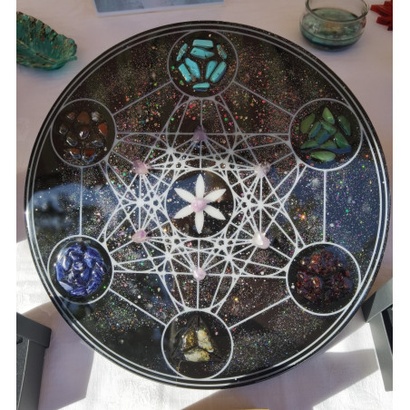 XXL Platte Metatrons Würfel Orgonit Platte