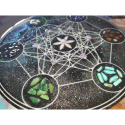 XXL Platte Metatrons Würfel Orgonit Platte